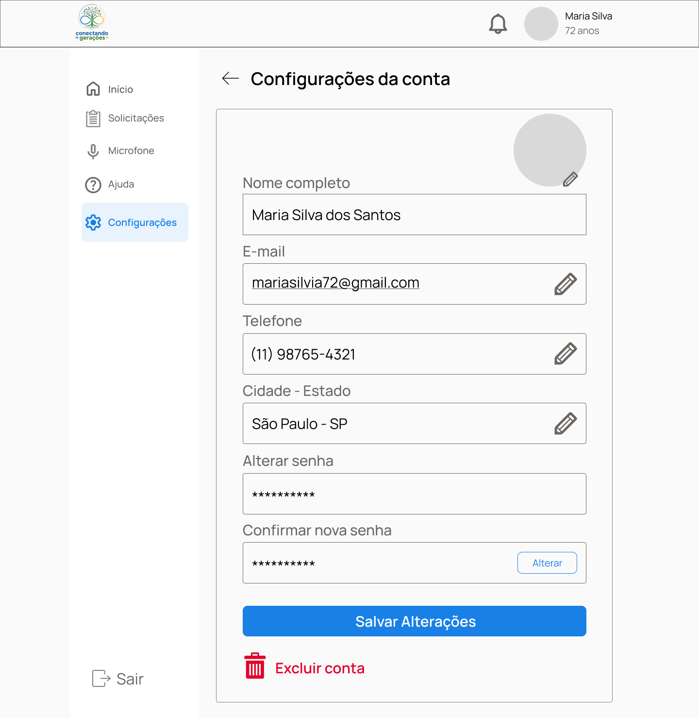tela configuração